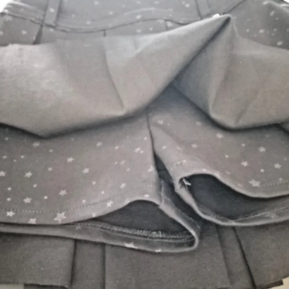 Tractr Girls Skort 10 Midnight Blue Star Print Pleated Raw Hem NWT Missing Chain